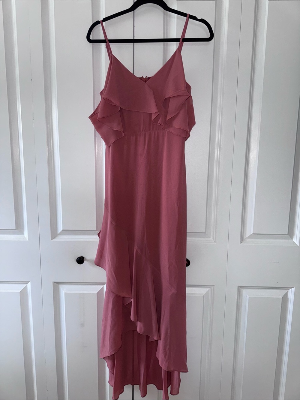 Lulu's Mauve Ruffle High-Low Slip Dress